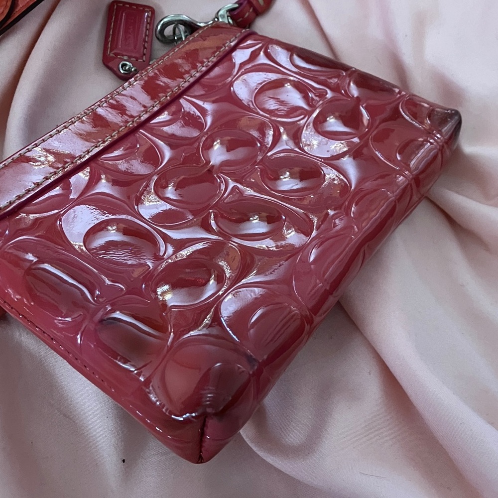 Coach Y2K Coral pink Patent Leather Shoulder Bag and Wristlet